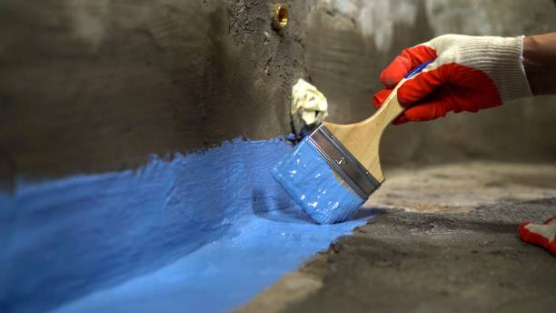 Commercial Exterior Waterproofing project at a Ludington, MI business property by SJ Waterproofing Pros